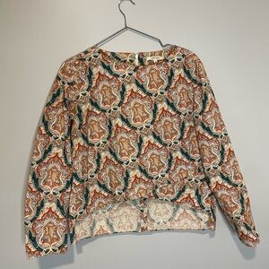 Carven Cropped Patterned Long Sleeve Top Shirt Maximalist Women’s